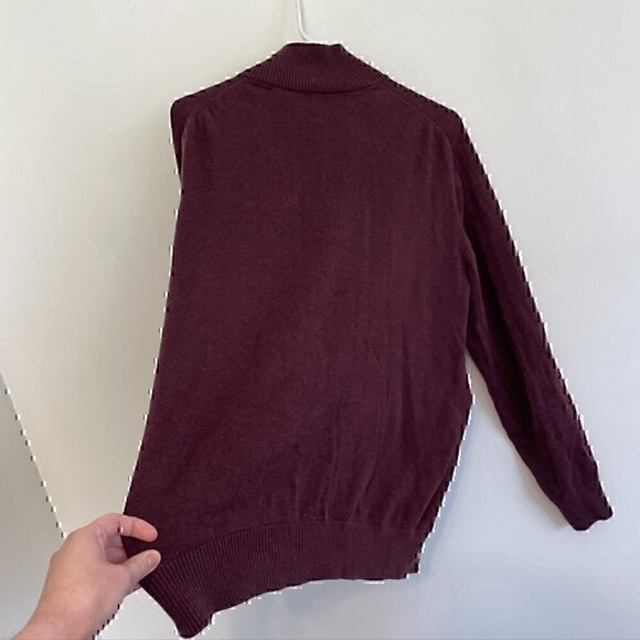 NAUTICA Mens Burgundy Maroon Collared 1/4 Zip Cotton Pullover Sweater Sweatshirt - Picture 10 of 10